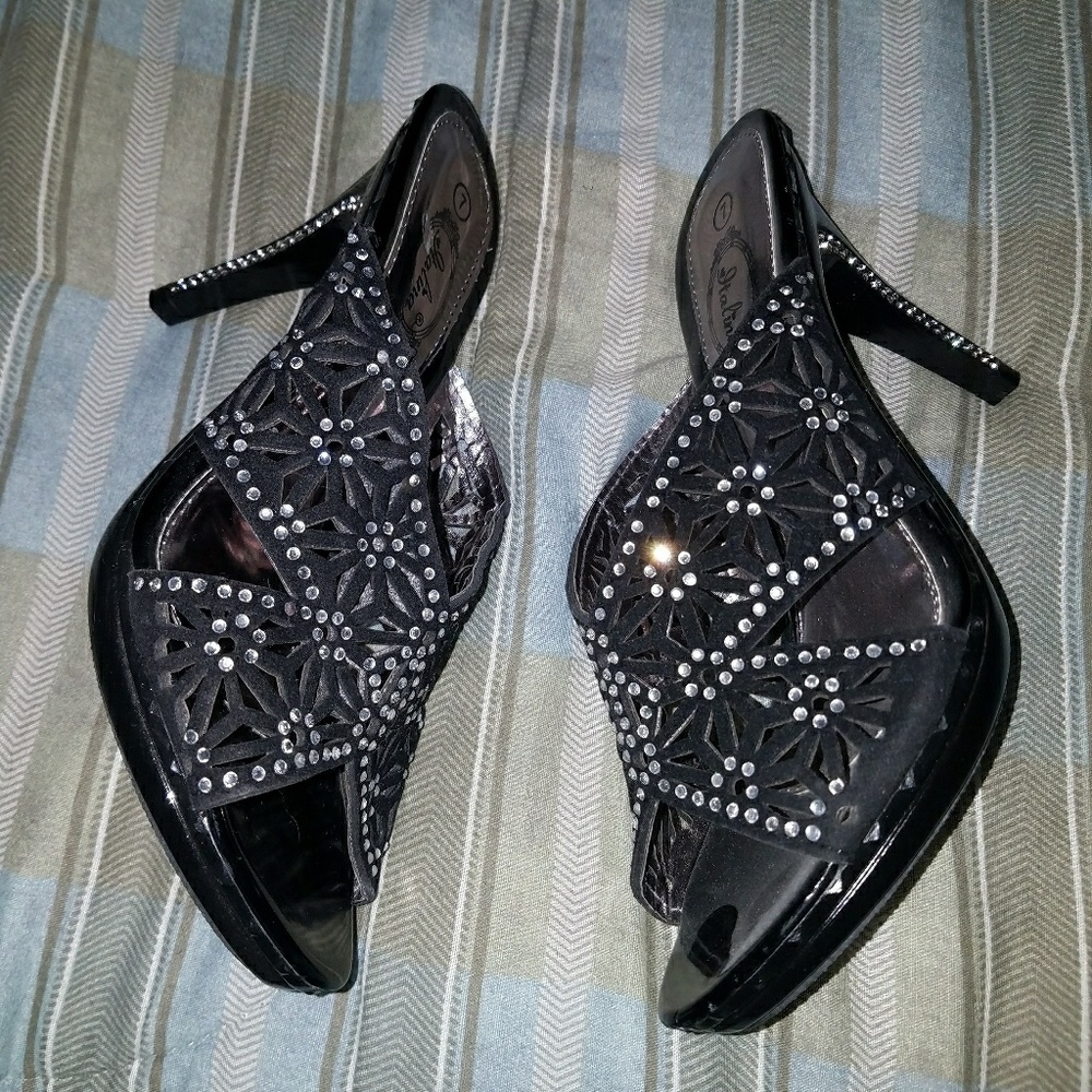 Bejeweled heeled sandals