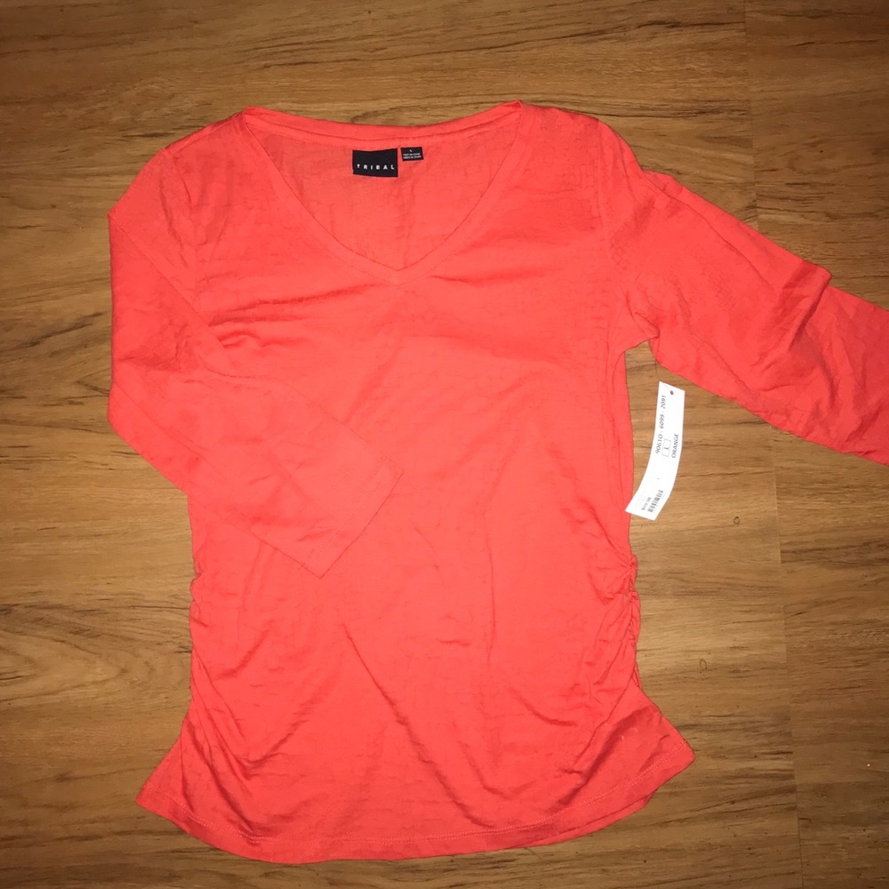 Tribal V Neck Blouse Orange