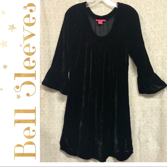 Sunny Leigh Dresses & Skirts - Sunny Leigh Black Velvet Dress with Bell Sleeves L