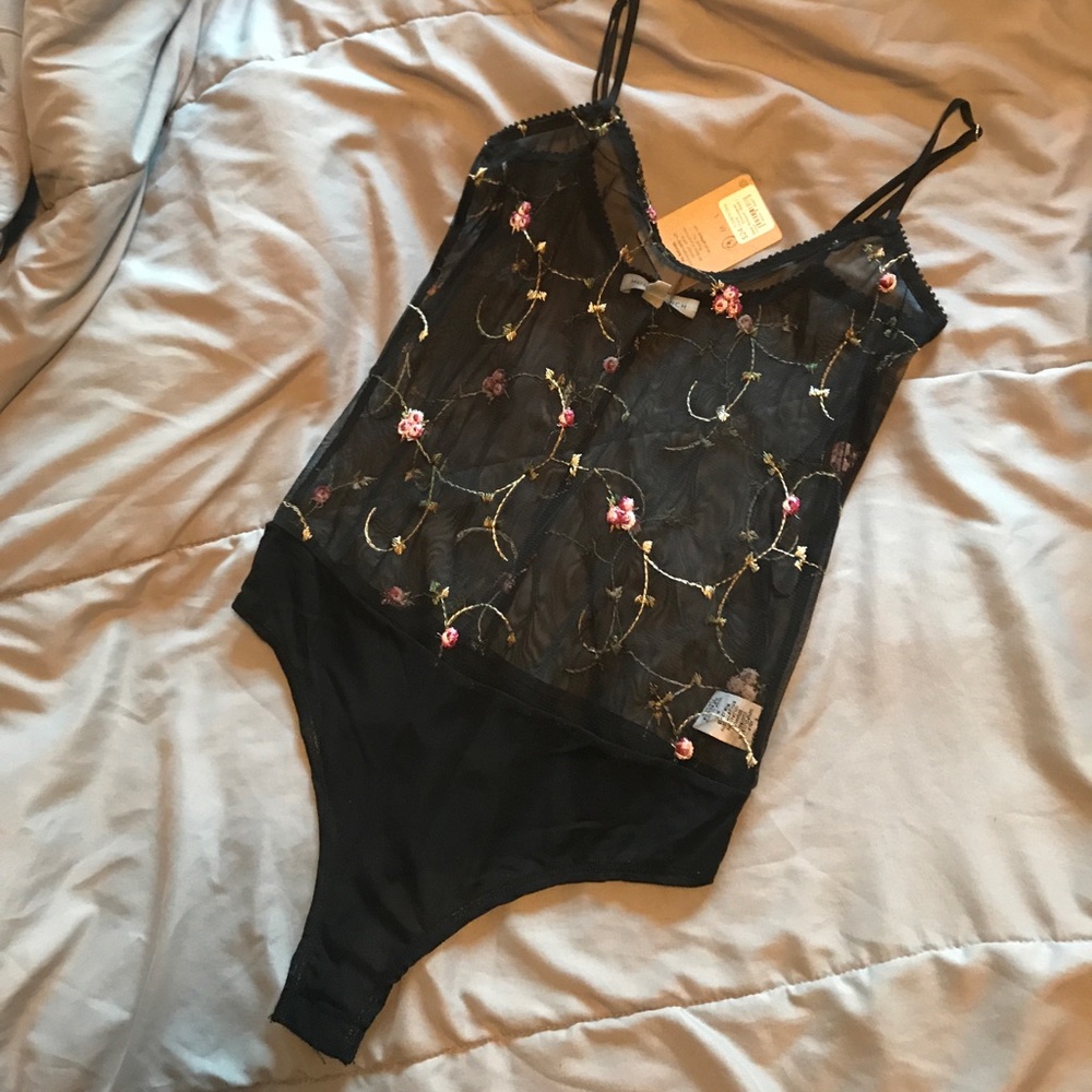 Mesh embroidered bodysuit