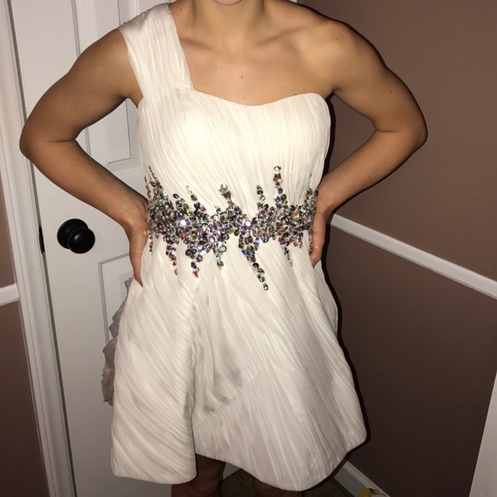 Formal/Prom White Dress With Sequins