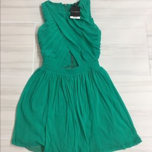 Topshop- Green mesh skater dress NWT