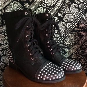 Black Studded Combat Boots
