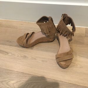 Chocolate blue fringe wedge