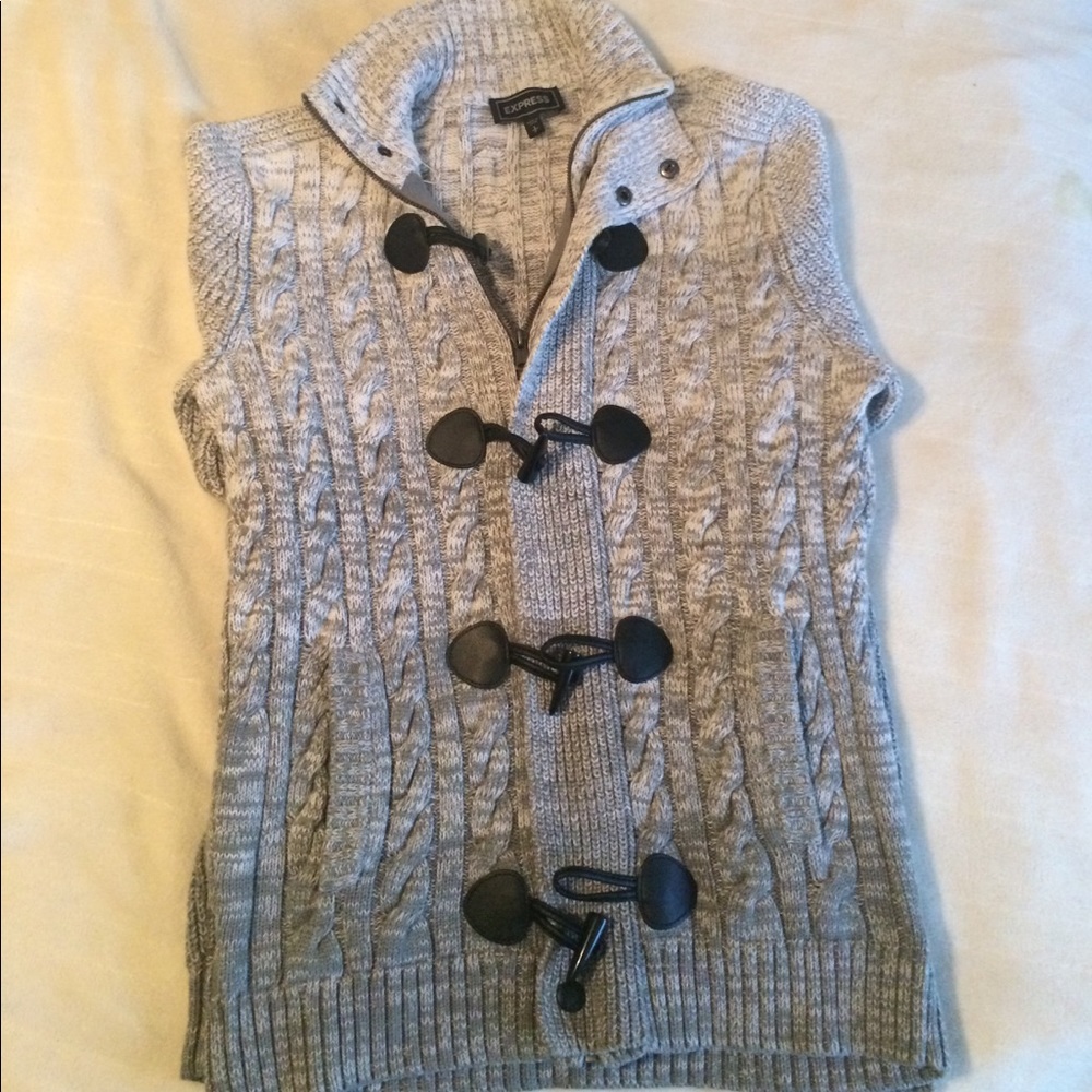 Gradient Grey Zip Up Knit Men's Express Sweater