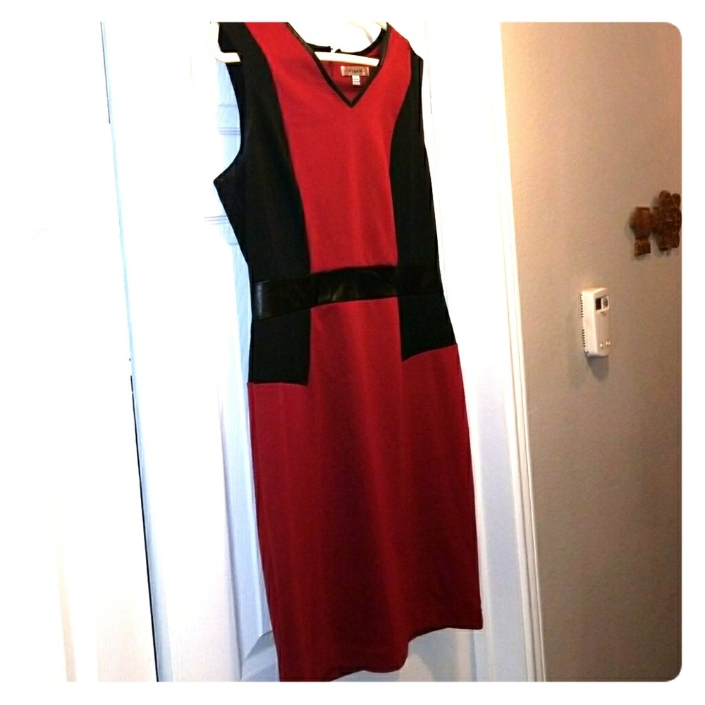 Red and black a line dress