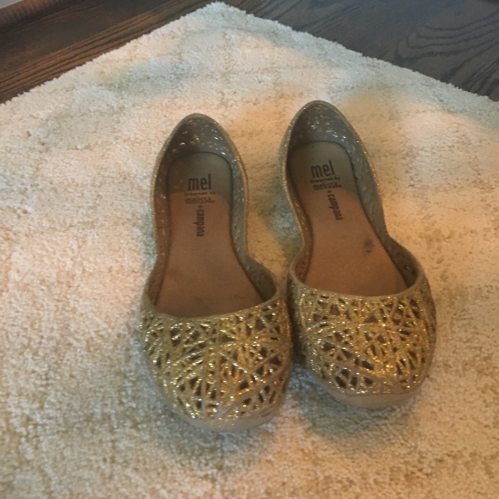Mel by Melissa gold sparkle flats.