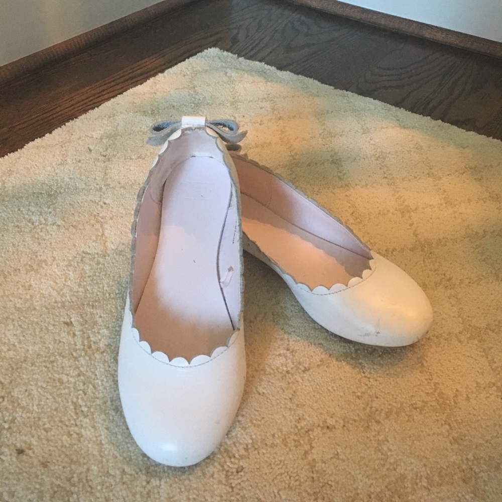 Janie and Jack white flats with bow detail.