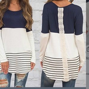 Back lace color top