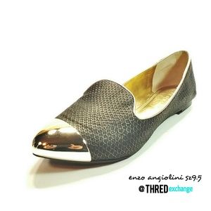 NEW sz 9.5 ENZO ANGIOLINI gold flats faux 🐍