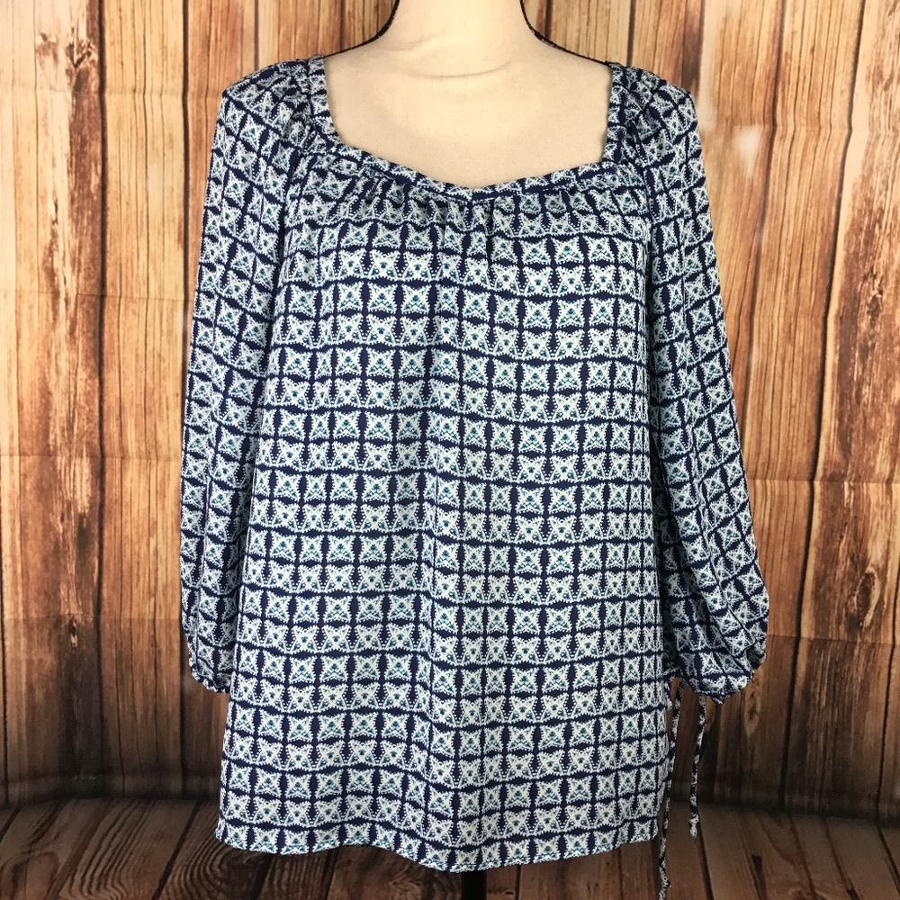 Banana Republic Factory 3/4 Sleeve Blouse Geometri