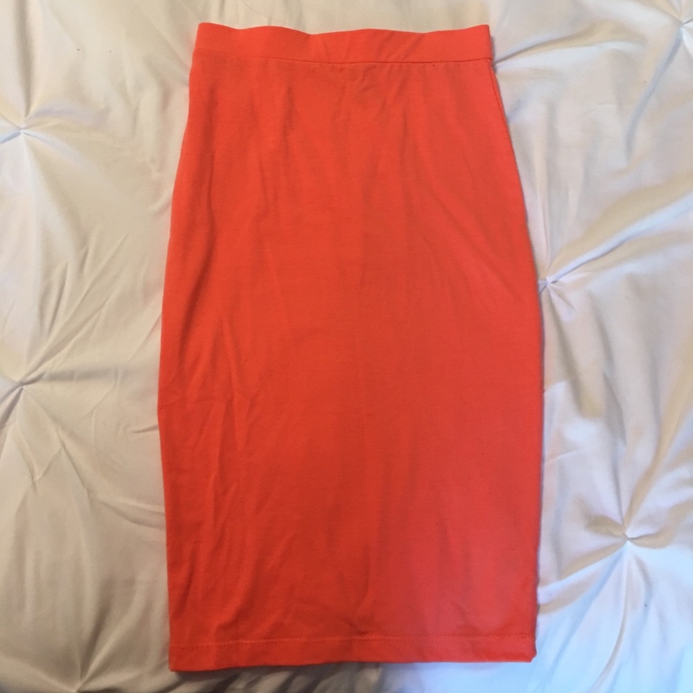 Orange/coral colored pencil skirt