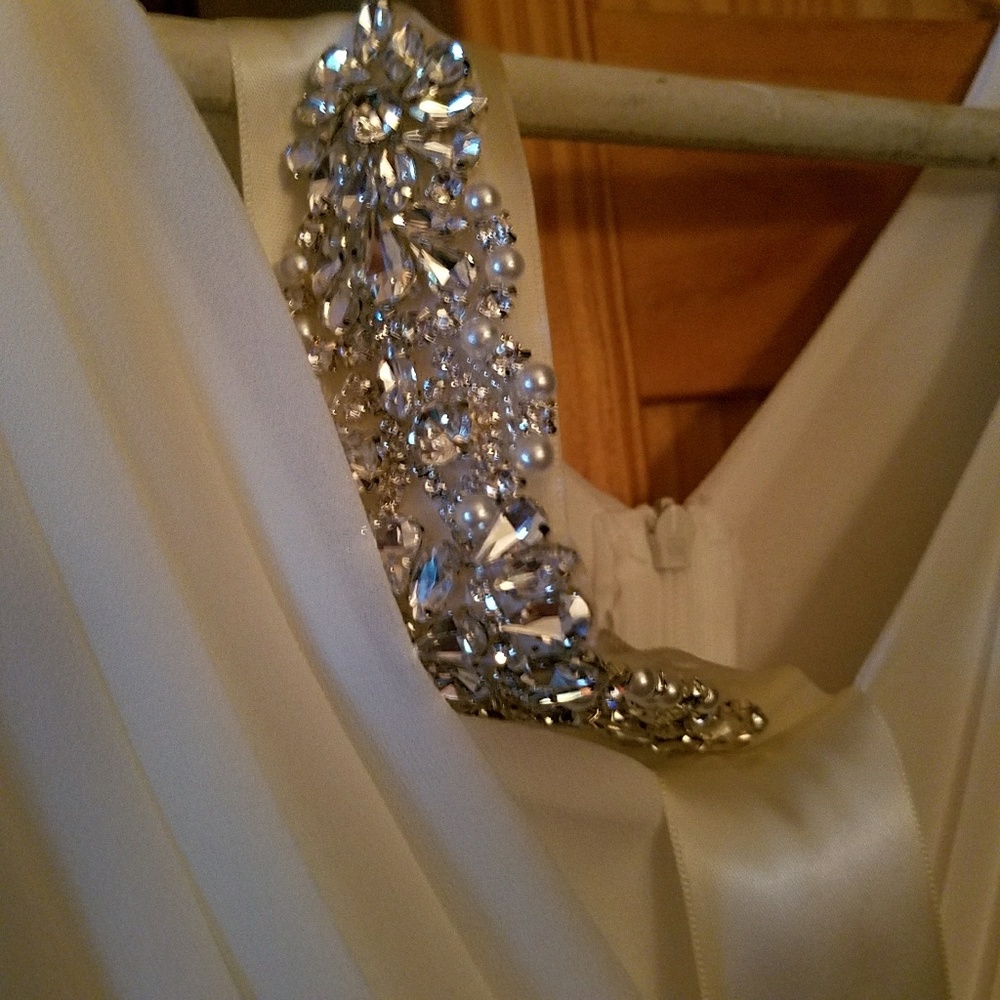 white satin bling formal belt