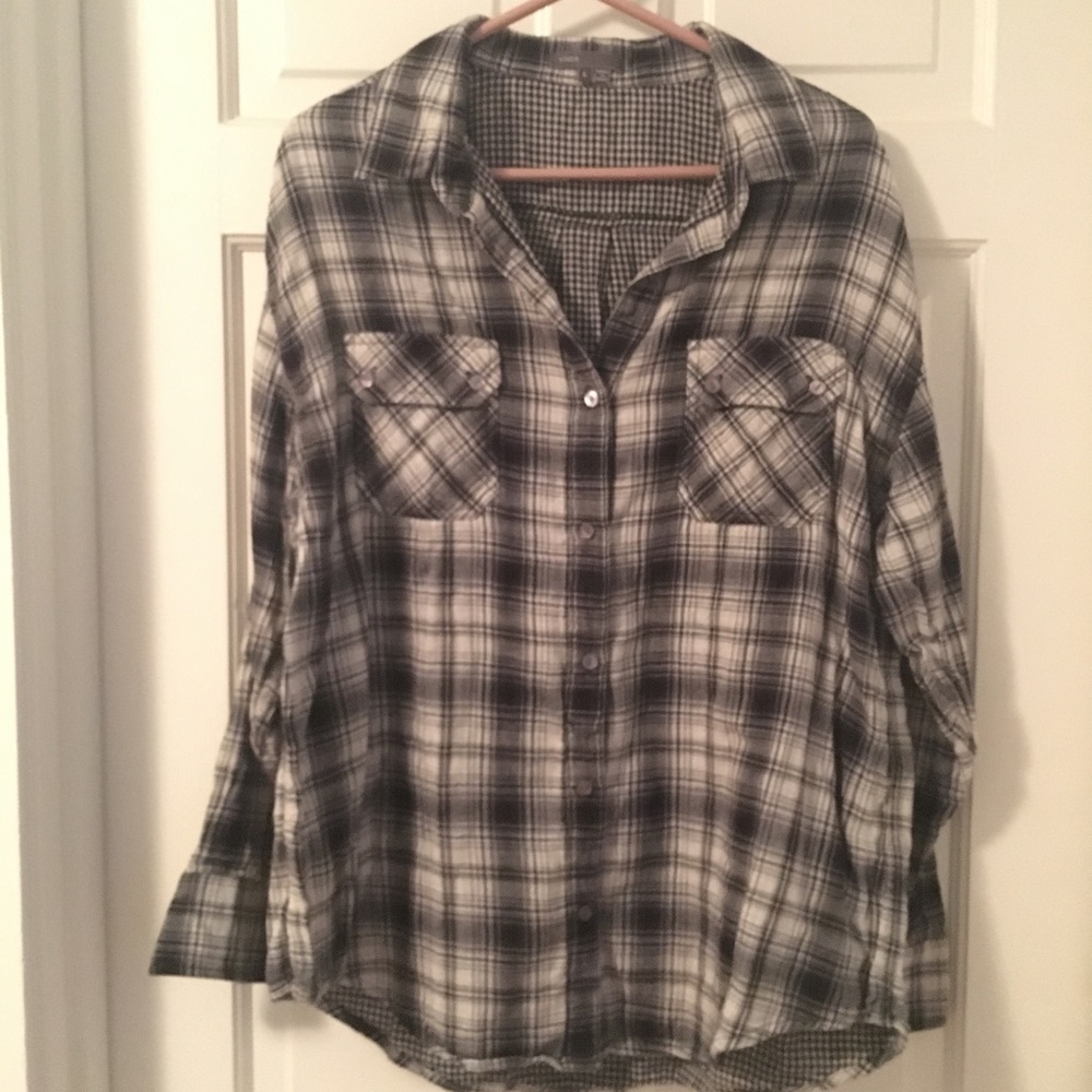 Vince double layer plaid shirt with gingham