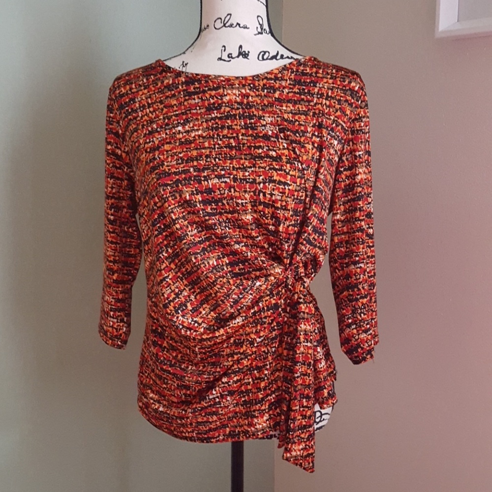 Notations || Petite Ruched Side Blouse EUC