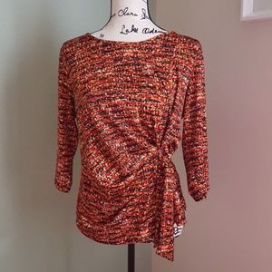 Notations || Petite Ruched Side Blouse EUC