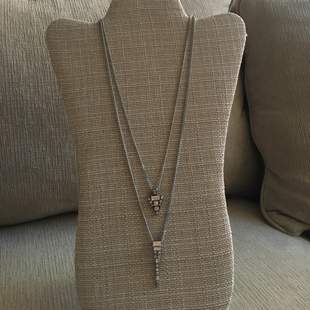 Silver 2 layer pendant necklace
