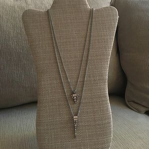Silver 2 layer pendant necklace