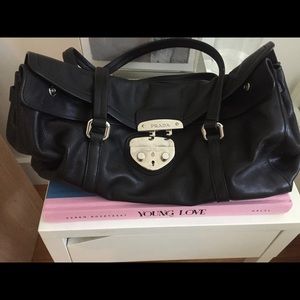 Prada Bag, Black Italian Leather + Silver Buckle
