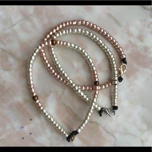 Set of 3 Metallic Glass Seed Bead Bracelets