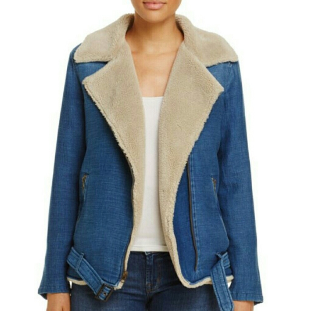 *New* This Bella Dahl Faux Sheerling Moto Jacket