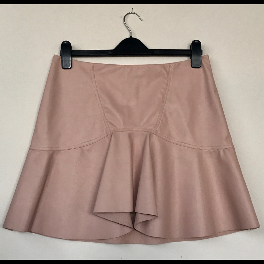 ZARA Frilly Faux Leather Skirt