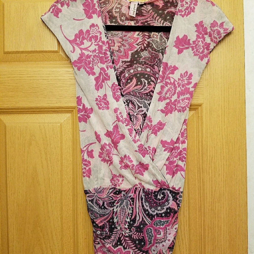 Deep V floral and paisley top