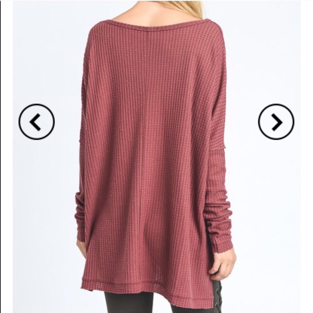 SOLD OUT!! Mocha waffle knit tunic top - Picture 4 of 4