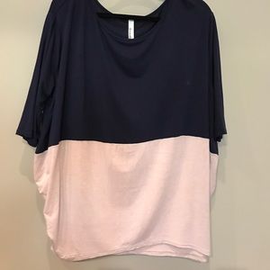 Navy and tan oversized blouse