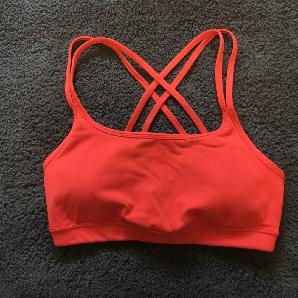 ATHLETA FULL FOCUS STRAPPY ORANGE BRA