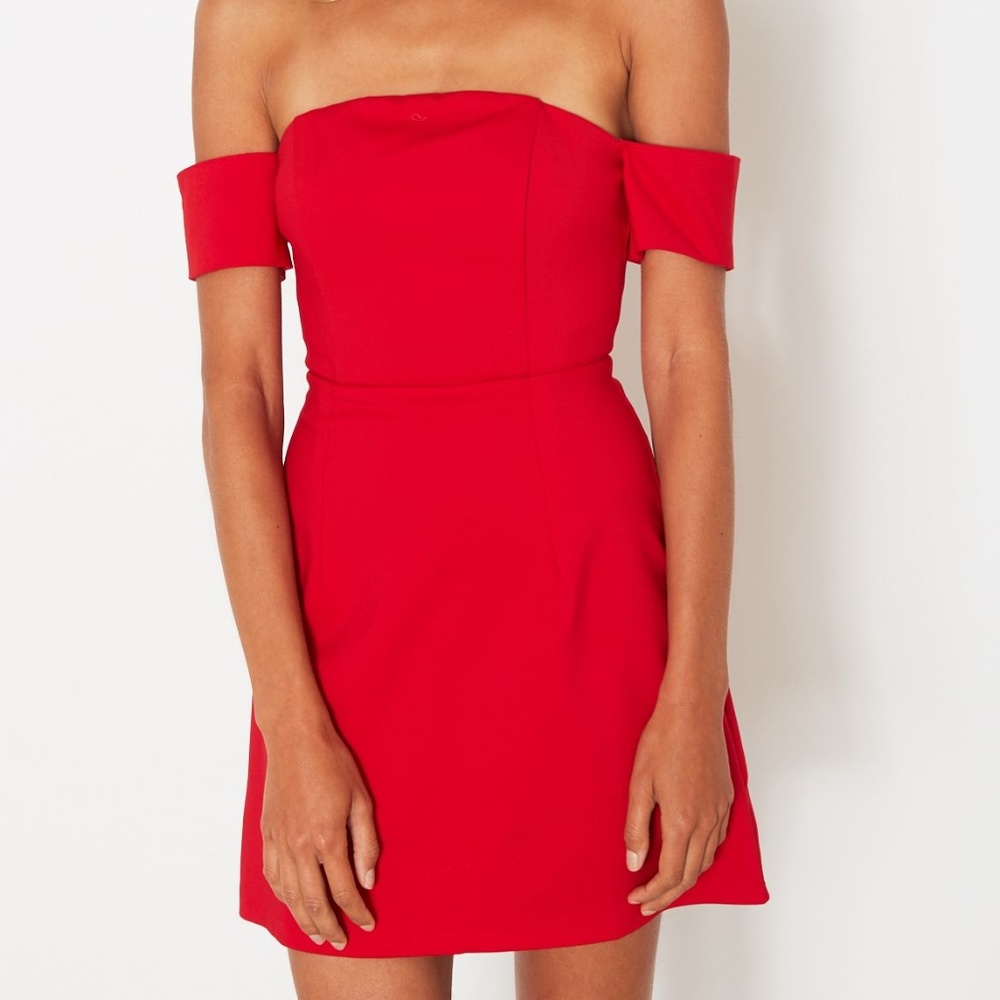 White Fox Boutique Bardot Mini Dress Red