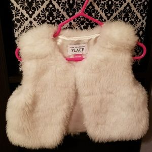 Little girls white fur vest
