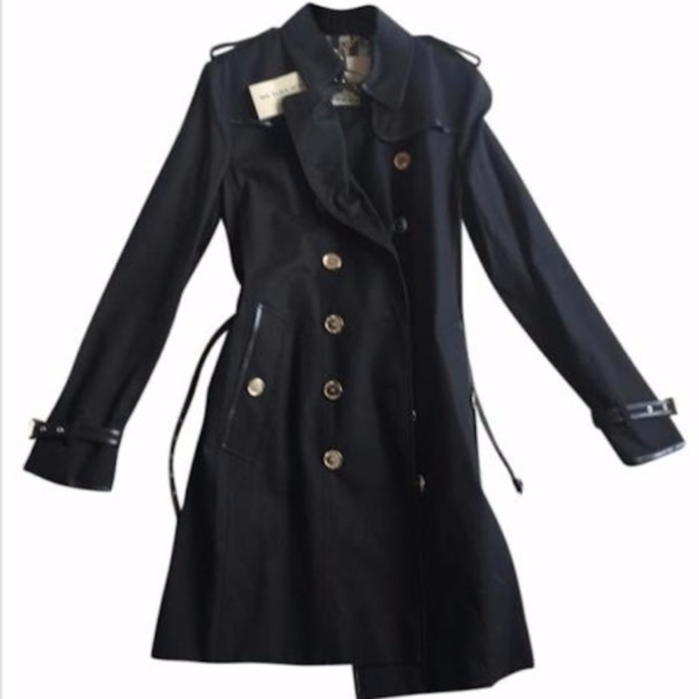 SOLD ❌BURBERRY •NWT• Hillgrove LeatherTrim Trench - Picture 3 of 8