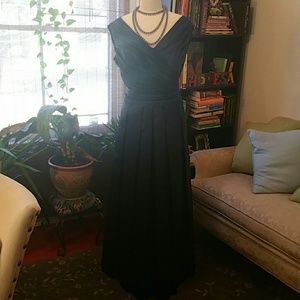 Navy blue soft satin gown/Worn only once as a brid