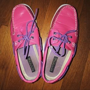 Sperry Top Sider pink & purple boat shoes size 7