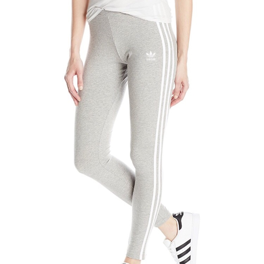 Heather Grey 3 Stripped Adidas Leggings