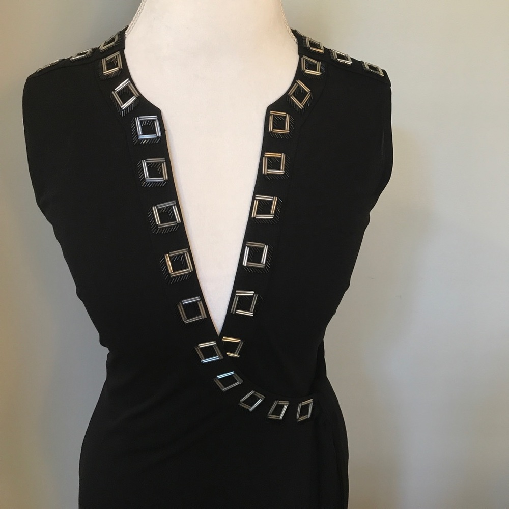 DVF full length black wrap dress