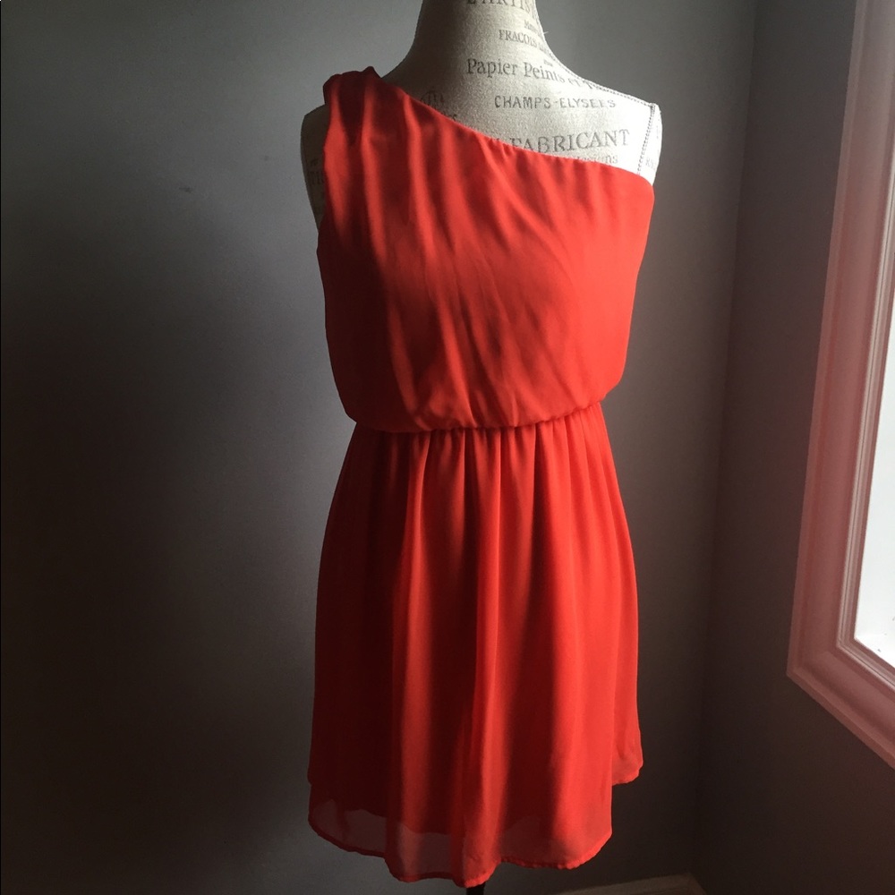 One Shoulder Chiffon Dress