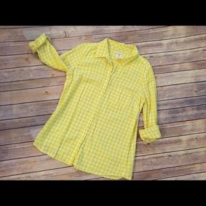Yellow gingham button-up blouse