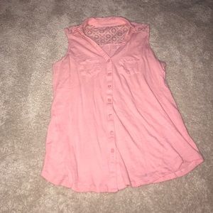 New York & company pink button down tank