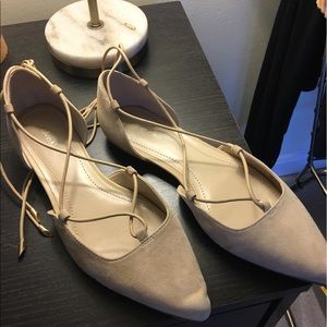 Cream colored Calvin Klein Tie Up flats