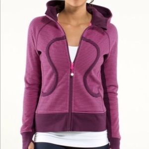 Lululemon Raspberry Pink Stripe Scuba Hoodie 2