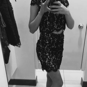 Short 2 Piece cream and black homecoming dress