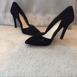 Jessica Simpson Charlie Black Lux Kid Suede Heel