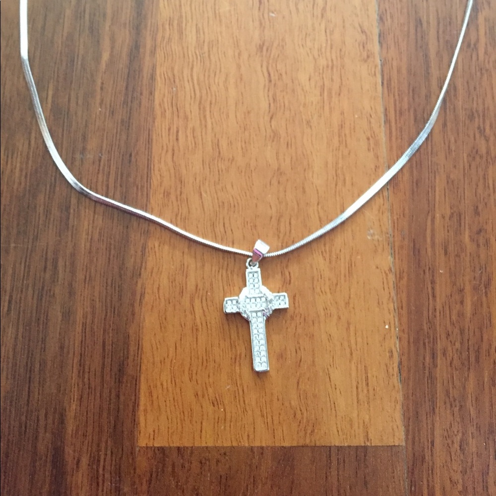 Silver platted cross and chain
