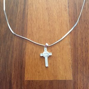 Silver platted cross and chain