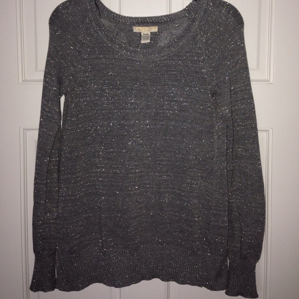 Grey metallic open back sweater