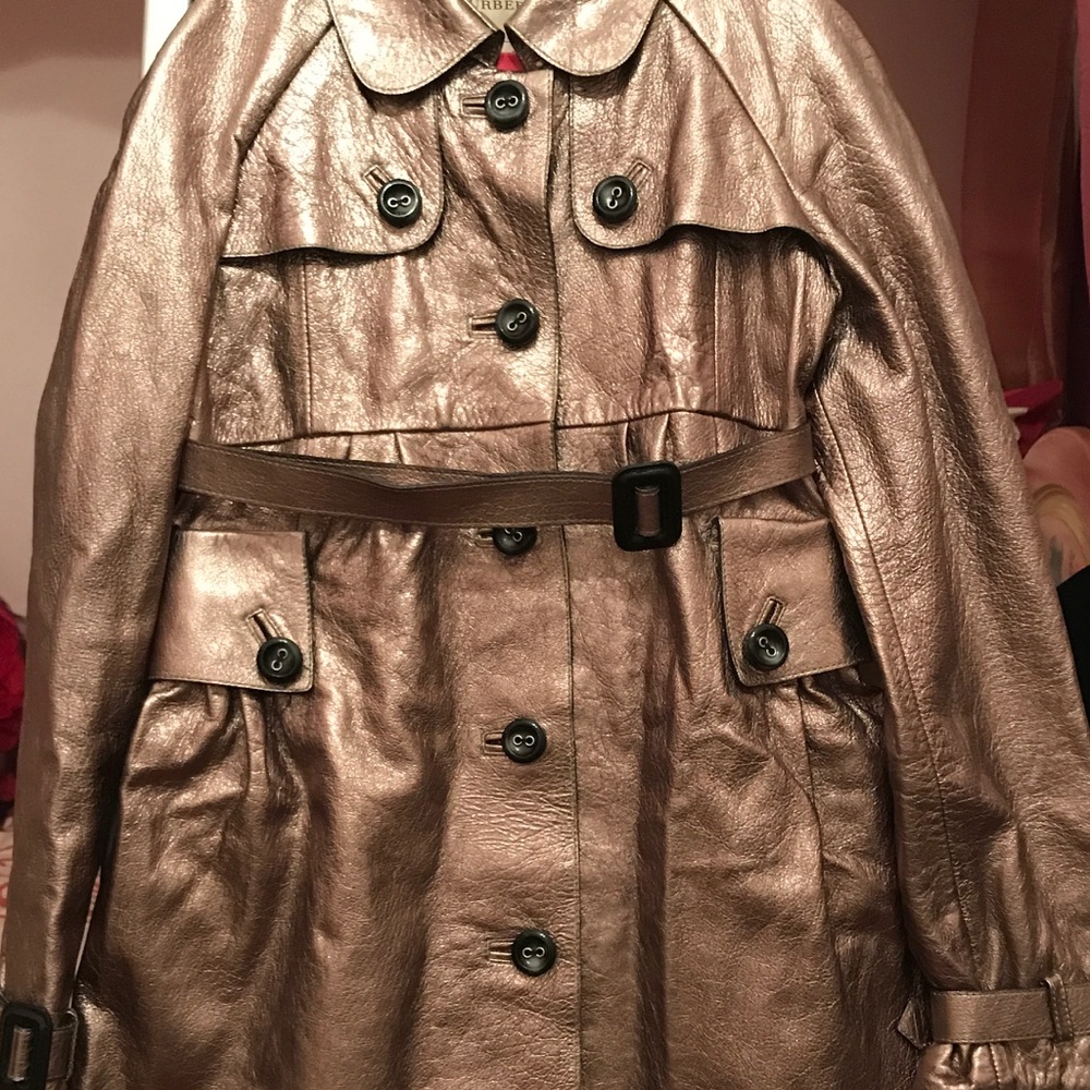 Burberry GIRL 12y Leather Gunmetal trench