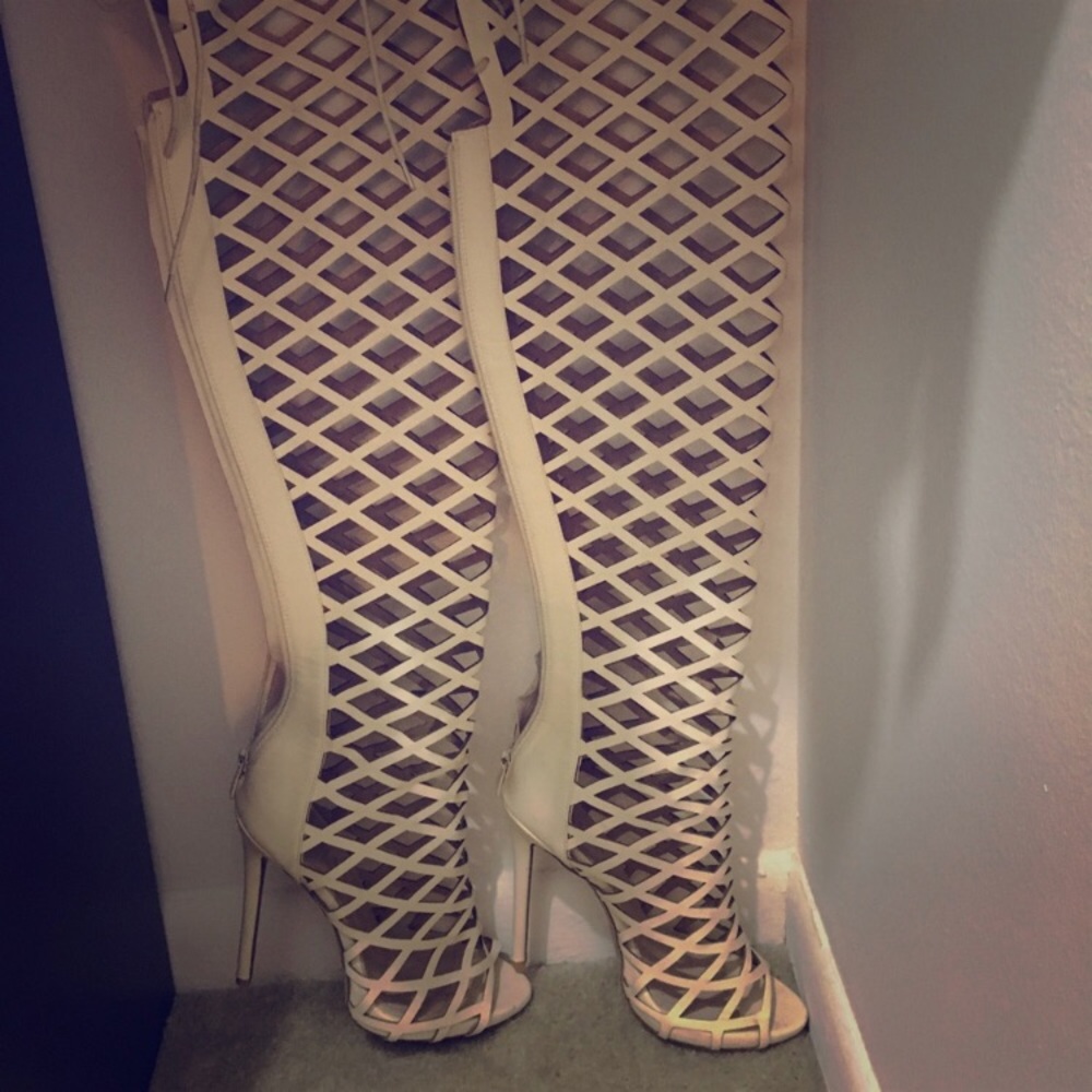 nude thigh high heel