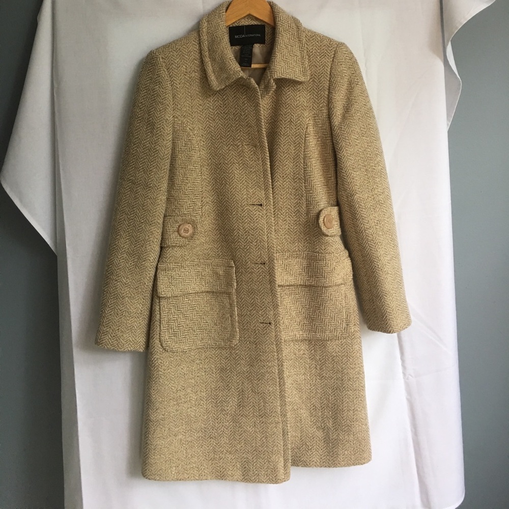 Mods international Pea Coat - gold chevron pattern